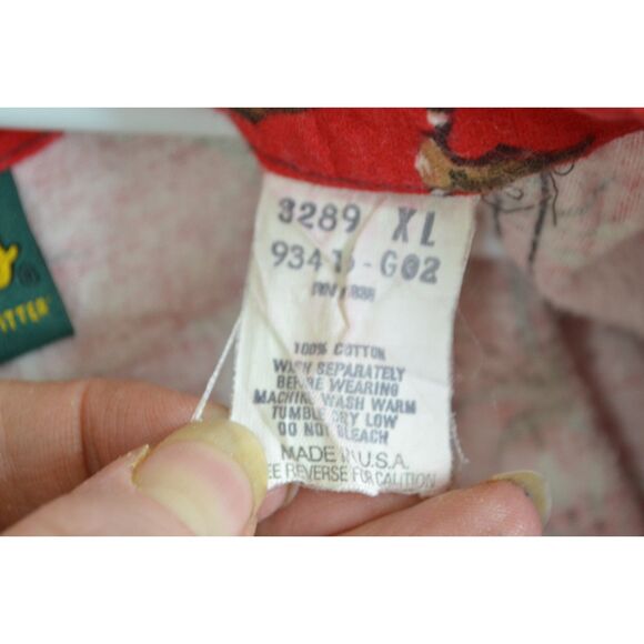 Cabela's Men's XL Vintage Red Flannel Flying Geese Heavyweight Button Up Shirt - Picture 3 of 11